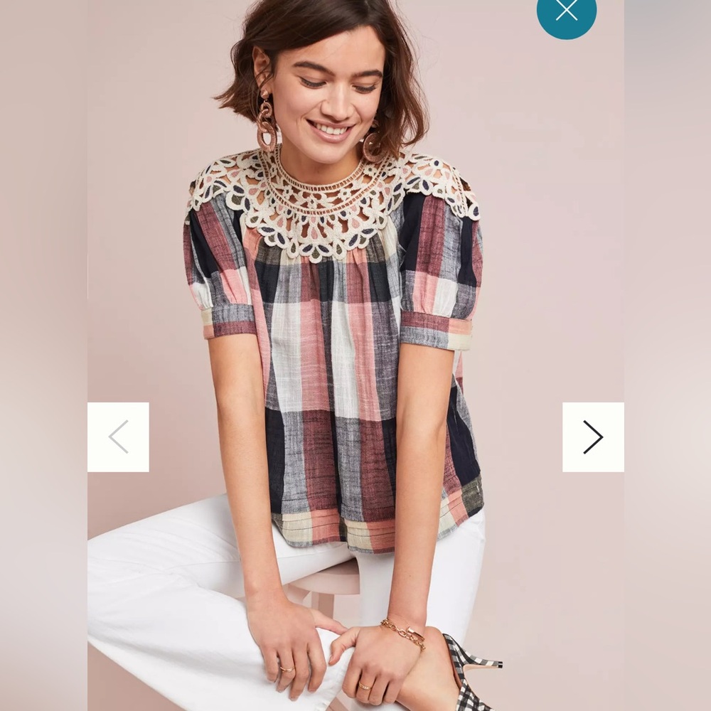 Anthropologie Plaid Swing Top. Size medium.